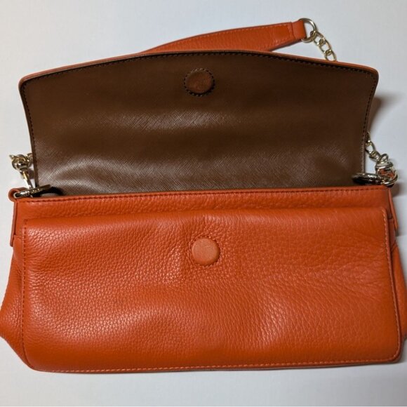 DKNY Soft Leather Bag Orange Chain Strap Crossbody/Shoulder Purse - Picture 2 of 15